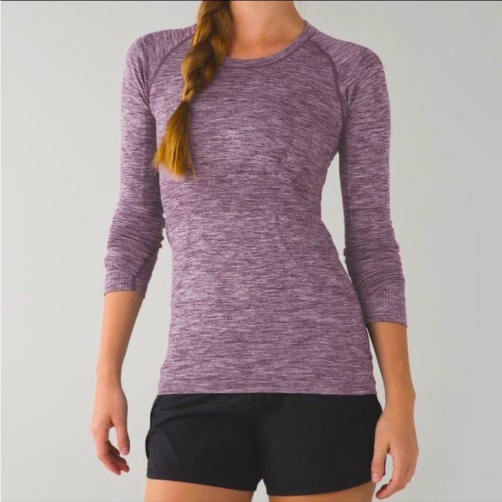 Lululemon Heathered Purple Long Sleeve Swiftly Tech Crew Neck Size 8